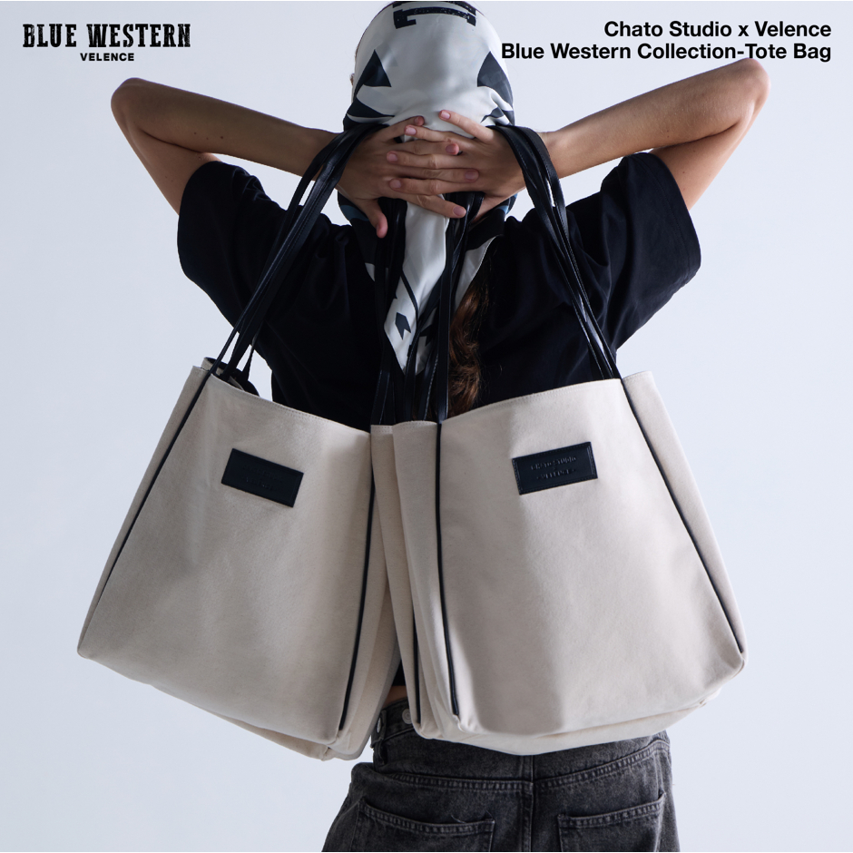 CHATO STUDIO x VELENCE Tote Bag 'BLUE WESTERN' | Shopee Thailand