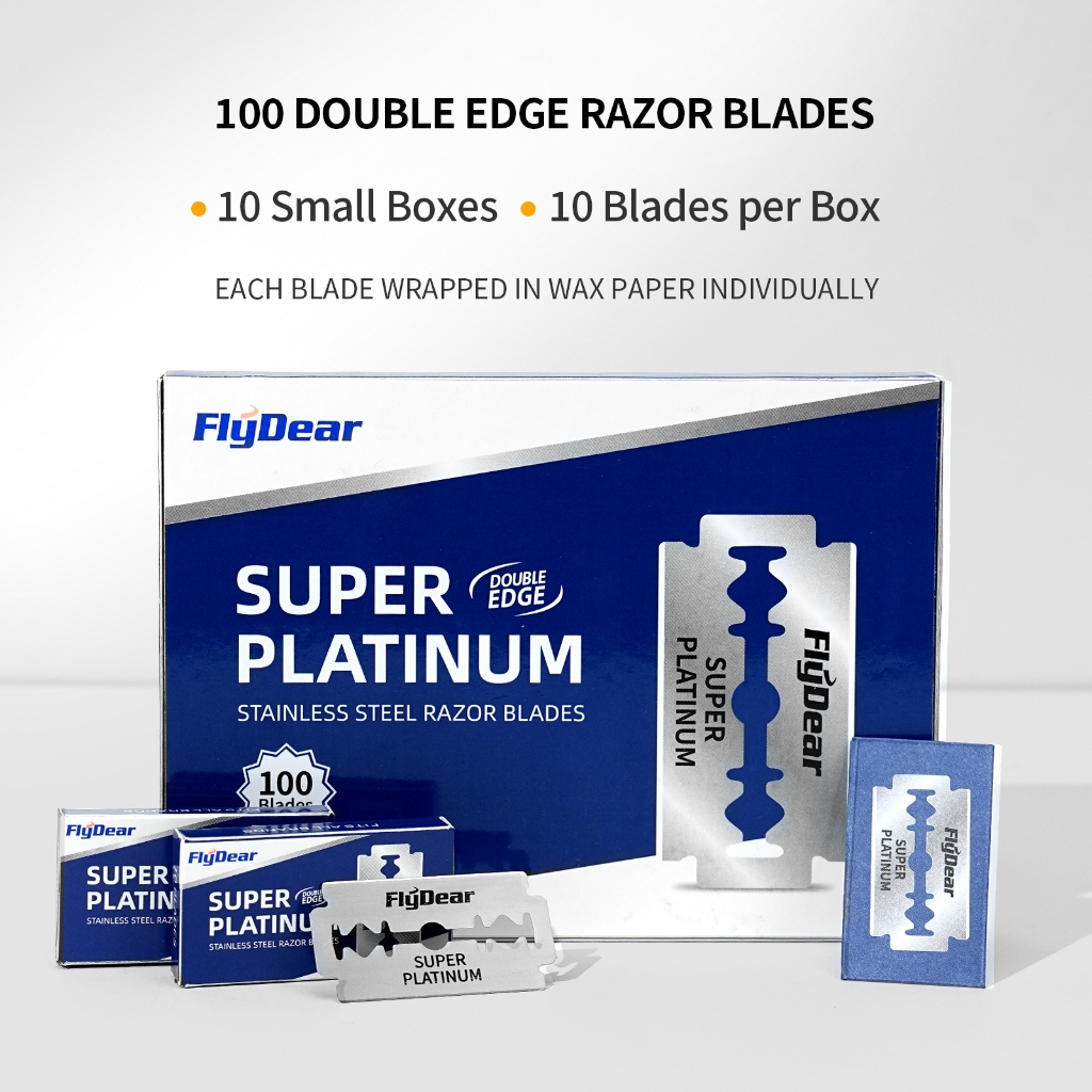 FlyDear 100PCS ใบมีดโกน Razor Blades ใบมีดโกนสำหรับโกนหนวดสแตนเลสแพลตติ ...