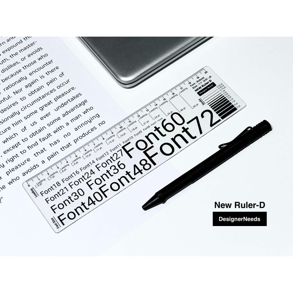 New Ruler-D ไม้บรรทัดแบบใสเทียบขนาดฟอนต์ภาษาอังกฤษ | Shopee Thailand