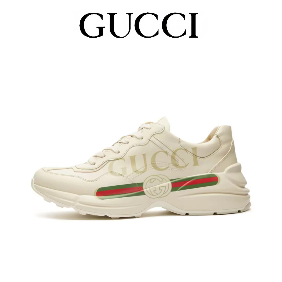 Gucci Rhyton logo รองเท้าลำลองสำหรับบุรุษและสตรีกันลื่นรองเท้าพ่อทรง ...