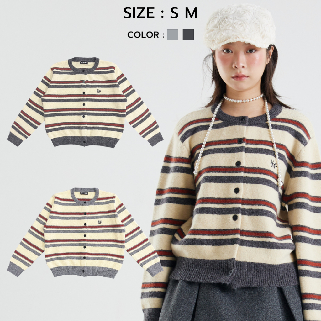 (พร้อมส่ง)Bemingtop763(S/M) - BMG Knit Cardigan Ver.30 คาร์ดิแกนลายทาง ...