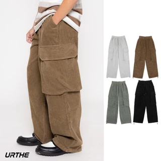 URTHE - กางเกงคาร์โก้ ขายาว ผ้าลูกฟูก รุ่น CORDUROY CARGO