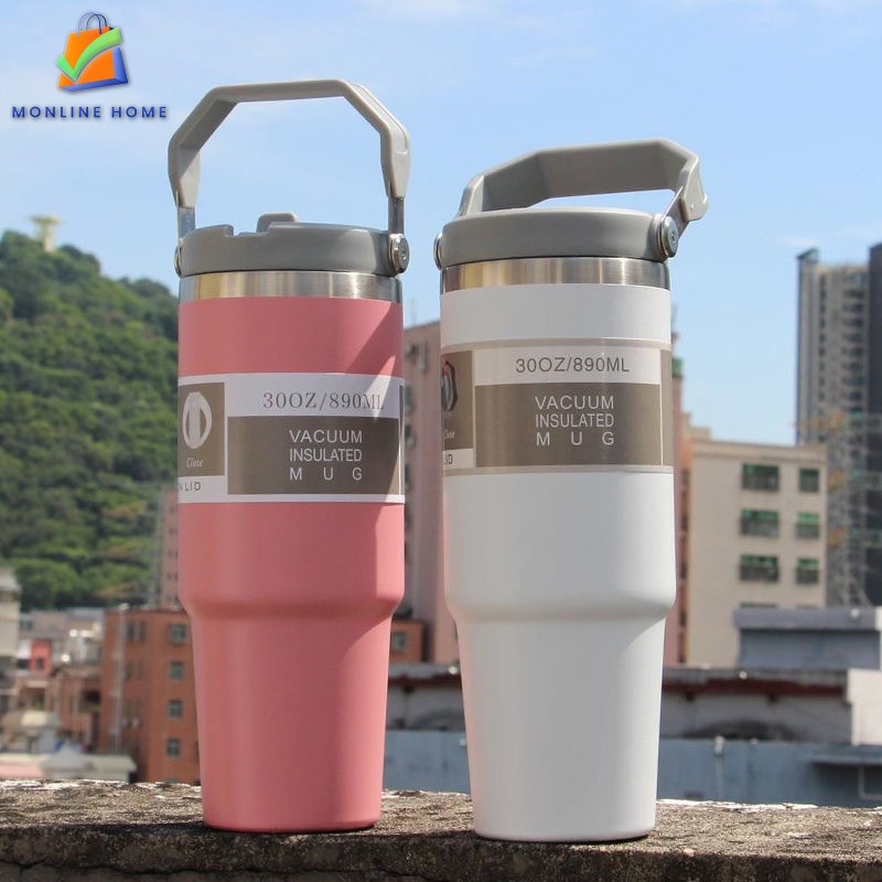 Monline แก้วเก็บความเย็น 890ml หูหิ้ว สแตนเลส304
