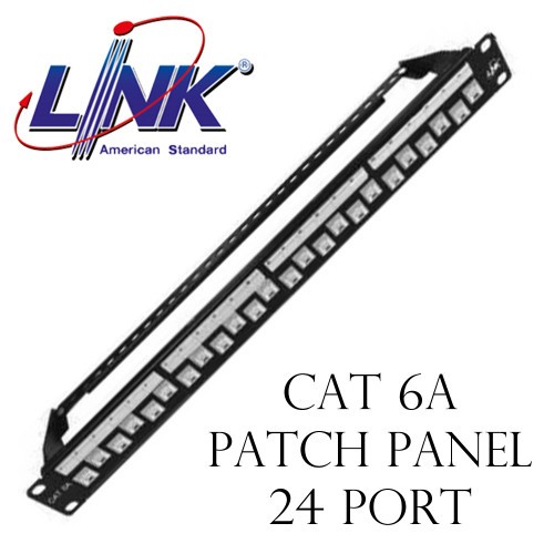 Link US-3324S Shield CAT 6A PATCH PANEL 24 Port Auto Shutter w/Cable ...