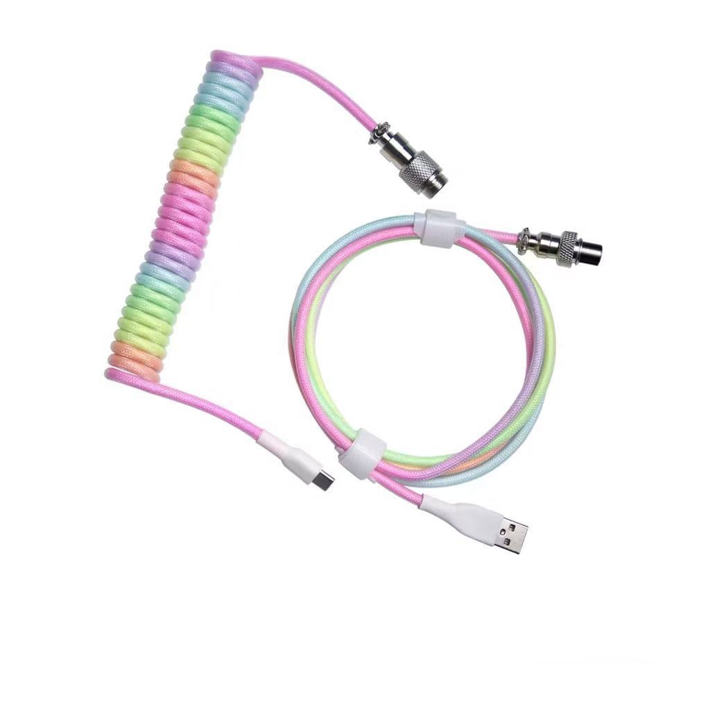 สายคีย์บอร์ด USB C to A สายถัก Single Sleeve PET Mechanical Keypad ม้วน ...
