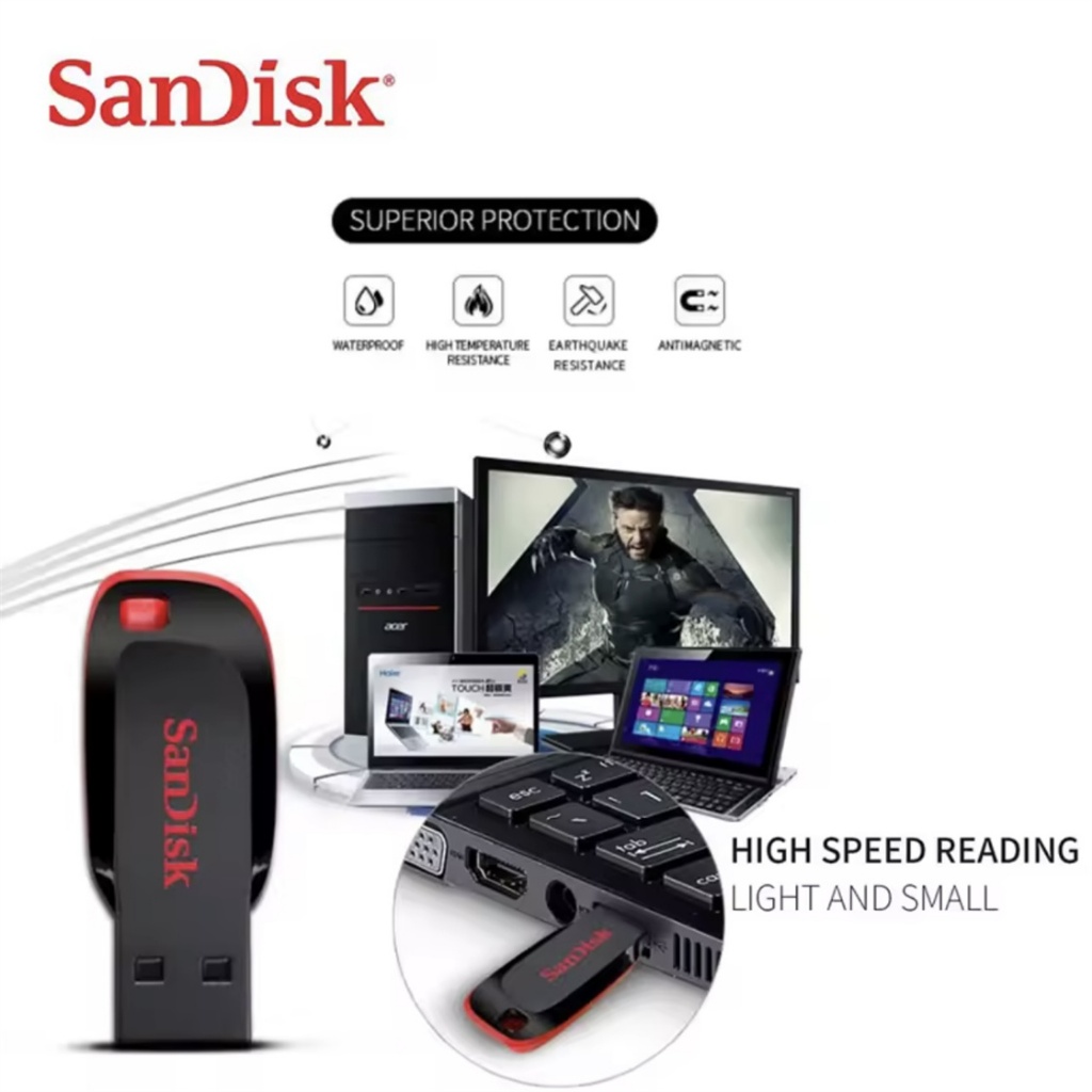 【ส่งด่วนครับ】SANDISK แฟลชไดร์ FlashDrive Cruzer BLADE 16GB/32GB/64GB ...