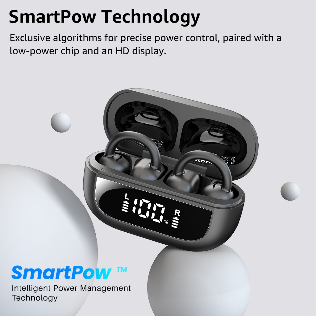 TOZO OpenRhyme หูฟังบลูทูธ หูฟังไร้สาย หูฟังคลิปออน เบสหนัก Bluetooth 5.3 แบต 8 ชม/ชาร์จ IPX5 Game Mode