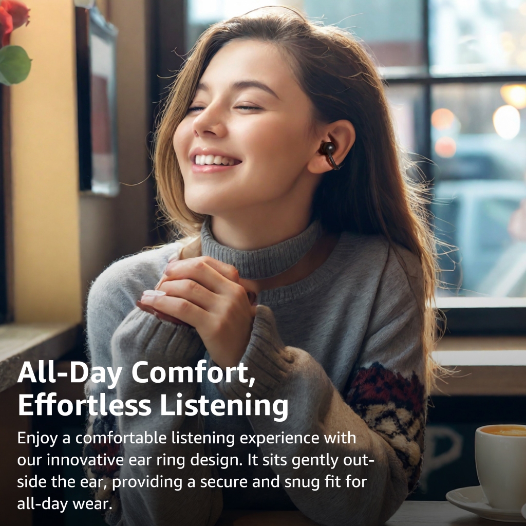 TOZO OpenRhyme หูฟังบลูทูธ หูฟังไร้สาย หูฟังคลิปออน เบสหนัก Bluetooth 5.3 แบต 8 ชม/ชาร์จ IPX5 Game Mode