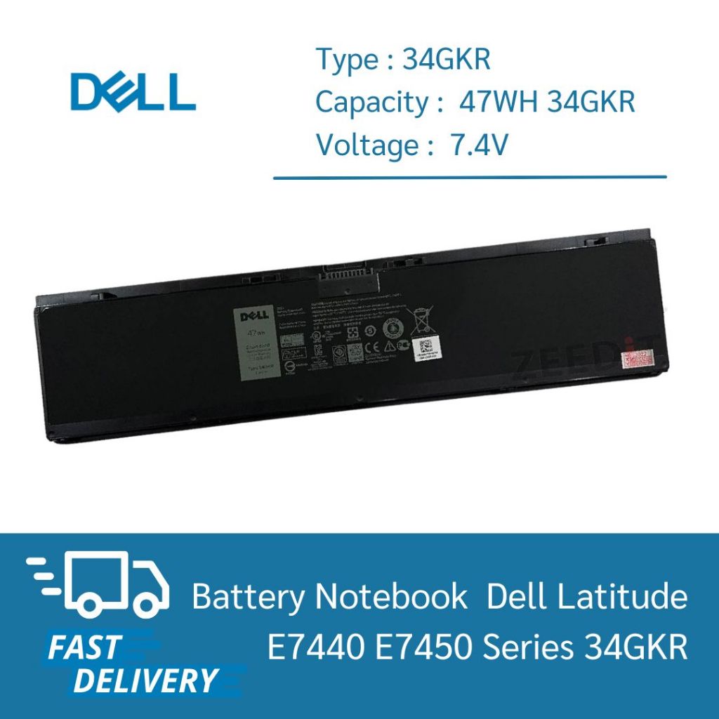 แบตเตอรี่ Battery Notebook Dell Latitude E7440 E7450 Series 34GKR 47Wh ...