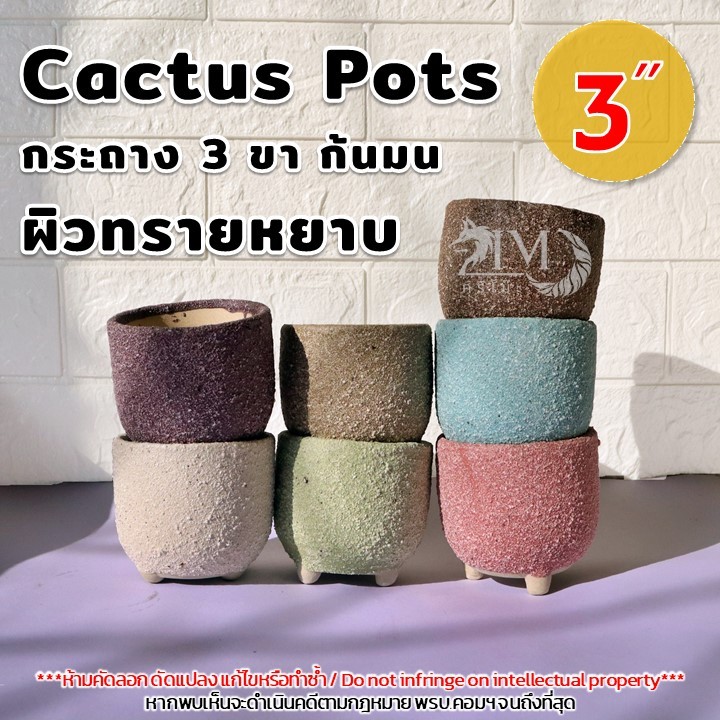 กระถางดินเผาผิวทรายหยาบ 3 นิ้ว Ceramic Plant Pot Cactus 3 inch เซรามิค ต้นไม้ แคคตัส