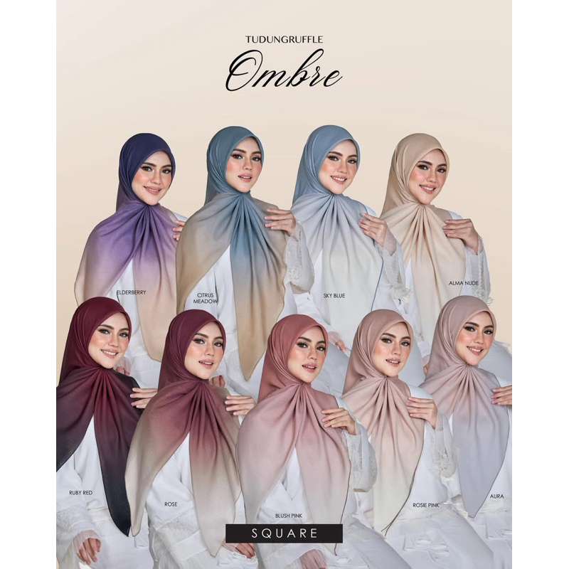 พร้อมส่ง NEW OMBRE TUDUNG RUFFLE พร้อมกระเป๋า limited basis | Shopee ...