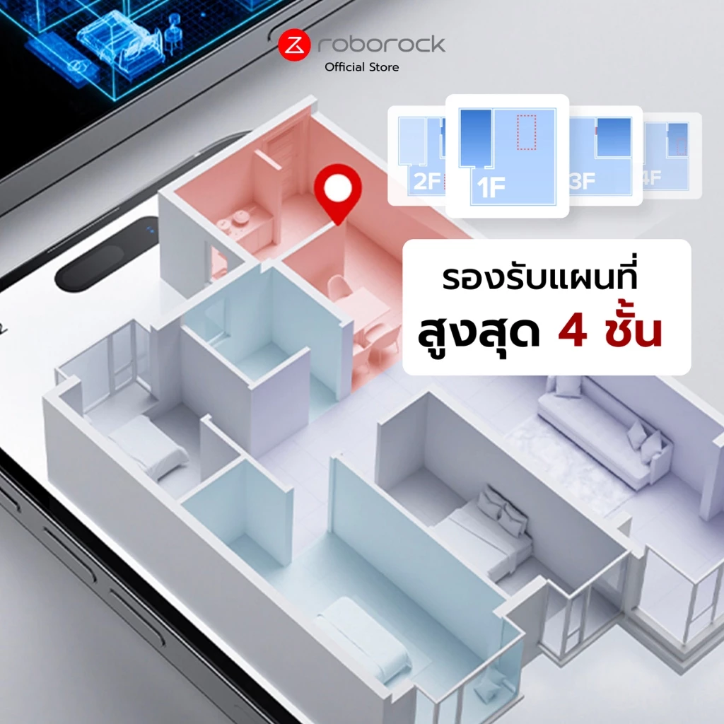 Roborock Qrevo 5AE หุ่นยนต์ดูดฝุ่นถูพื้น แท่นอัจฉริยะ เก็บฝุ่นซักผ้าถูอัตโนมัติ แรงดูด 12,000 PA ประกัน 2 ปี