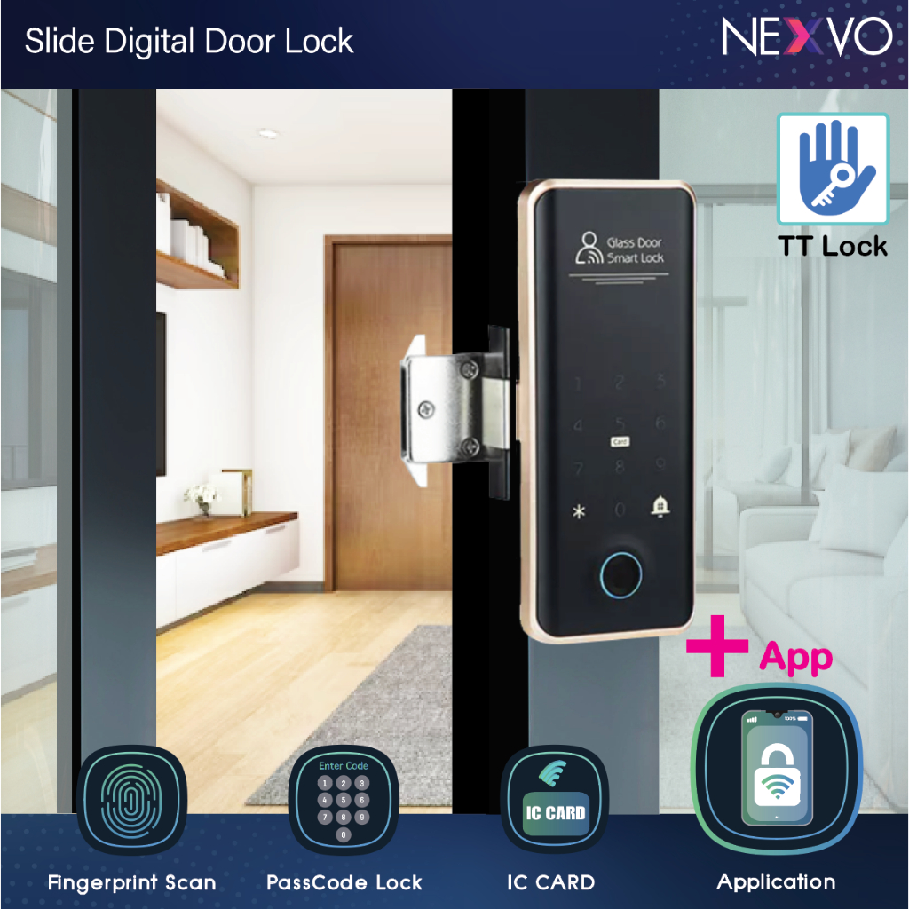[Digital door lock] - กลอนประตูดิจิตอล ประตู บานเลื่อน/ผลัก รุ่น RL01 ...