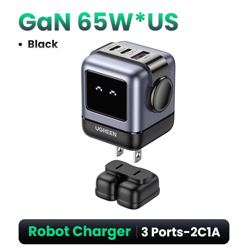 Ugreen RoboGaN 65W/30W USB C USB A Charger Mini Robot Nexode 3 พอร์ต ...