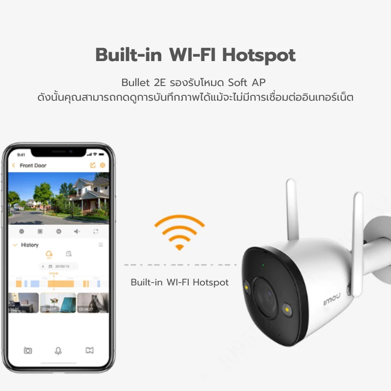 IMOU รุ่น Bullet 2E กล้องวงจรปิด ภายนอก คมชัด 3 - 5MP บันทึกเสียงได้ โหมดอินฟาเรด สี24ชัวโมง มีAI ตรวจจับ ประกัน 2 ปี