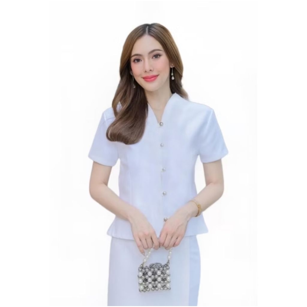 เซ็ตเสื้อผ้าถุงไทยลายสวยคลาสสิก 2 ชิ้น เนื้อผ้าดี คุ้มค่า มุมมองที่ 6