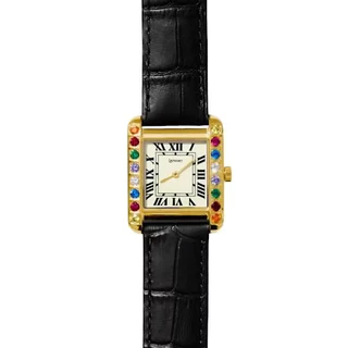 LAPHONT GEM WATCH LARGE GOLD CASE BLACK NUMBER DIAL