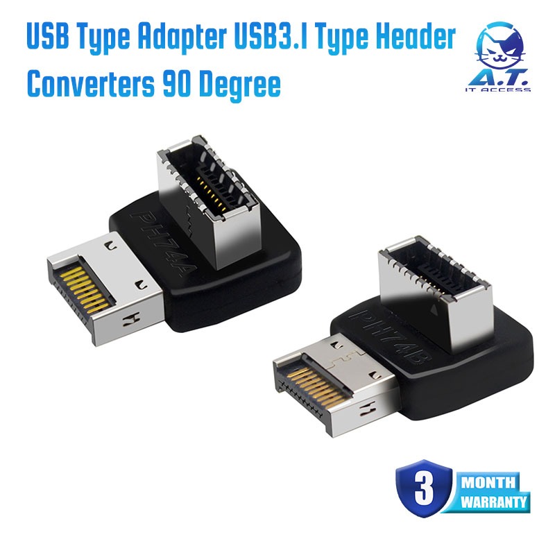 ข้องอ 90 องศา USB Type Adapter USB3.1 Type Header Converters 90 Degree ...
