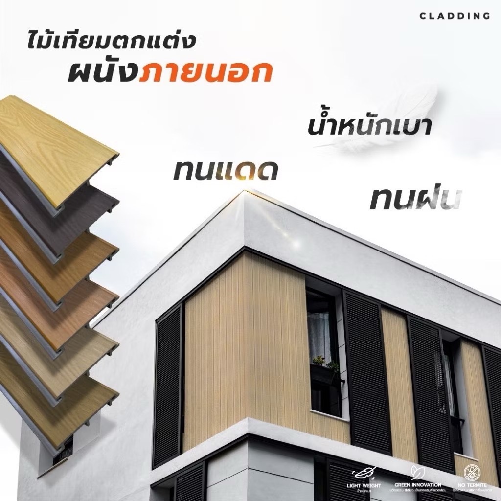 ไม้เทียม ไม้ผนัง ไม้ฝ้า Cladding ยาว 1.95 และ 2 เมตร ( ภายนอก ) รุ่น ...
