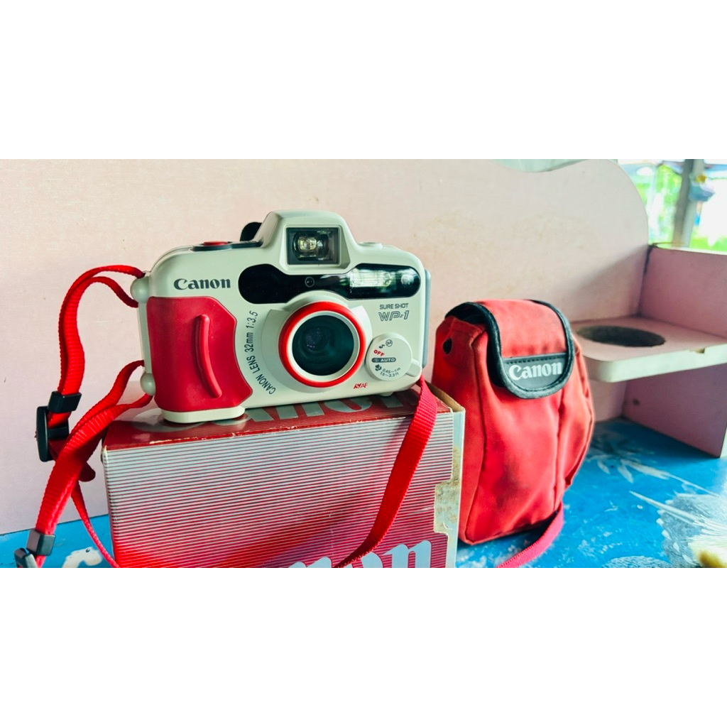 CANON SURE SHOT WP-1 フィルムカメラ ケースセット กล้องฟิล์ม Canon sure shot WP-1 บอดี้สวยมาก มาพร้อมกล่อง และมี