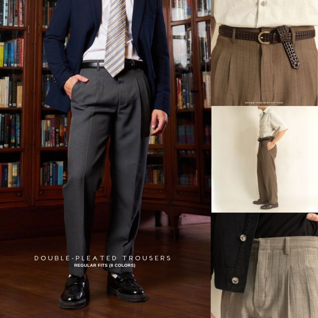 0040~regular fit double pleat trousers main image 1