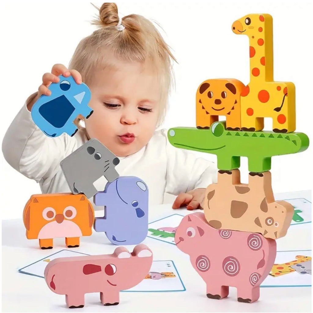 บล็อกตัวต่อไม้ Animal Stacking Block Game | Shopee Thailand