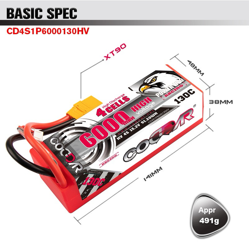 DXF High Voltage 4S 6500mAh 15.2V 140C Batteria Lipo ad Alta Capacità Hardcase con EC5 Spina per 1:8 Scala RC Auto, Multi-Rotor RC Aeroplano, RC Elicottero, RC Barca(2PCS