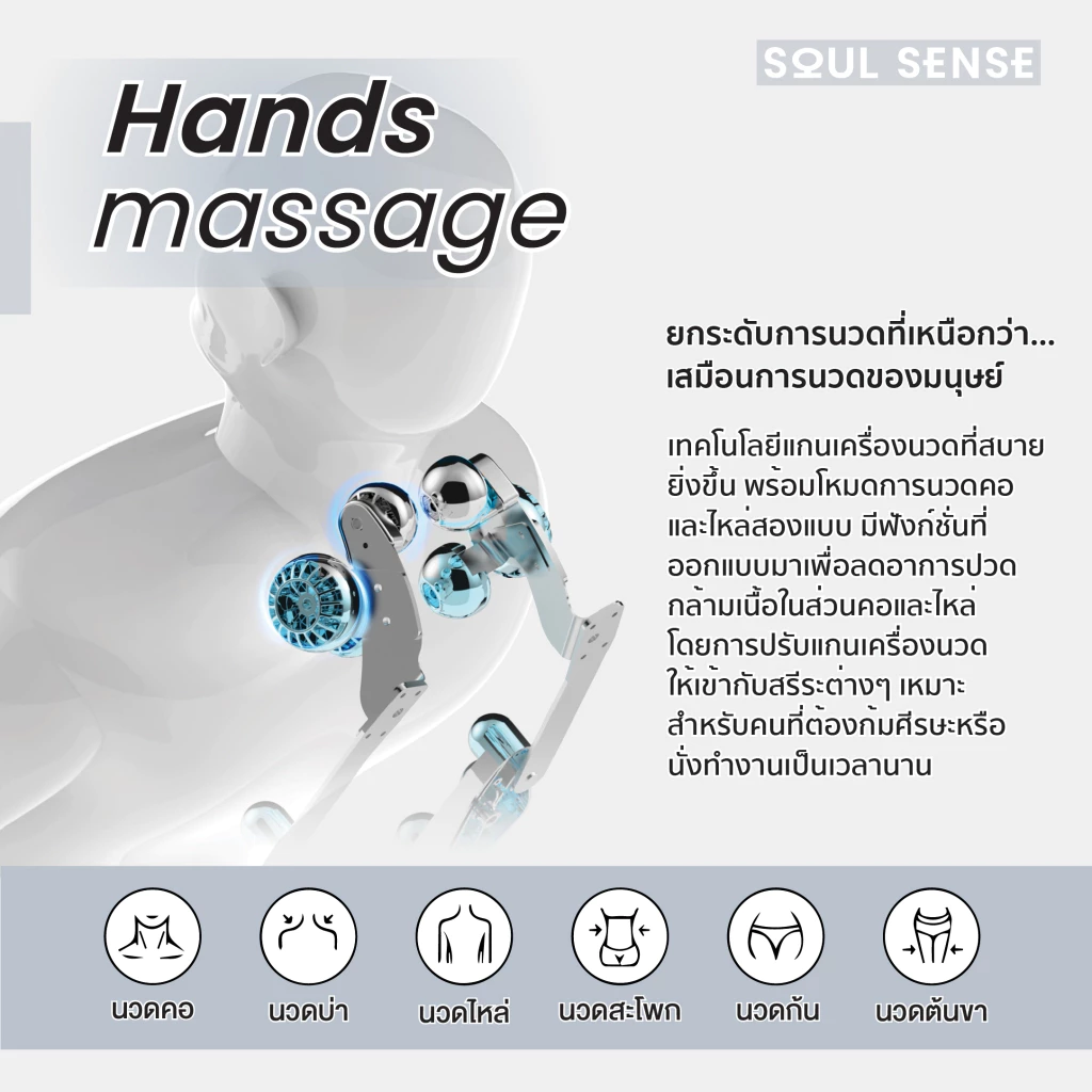Soul Sense Series 2 เก้าอี้นวดไฟฟ้า 12 โปรแกรมการนวด ผ่อนคลายกล้ามเนื้อทั้งตัว