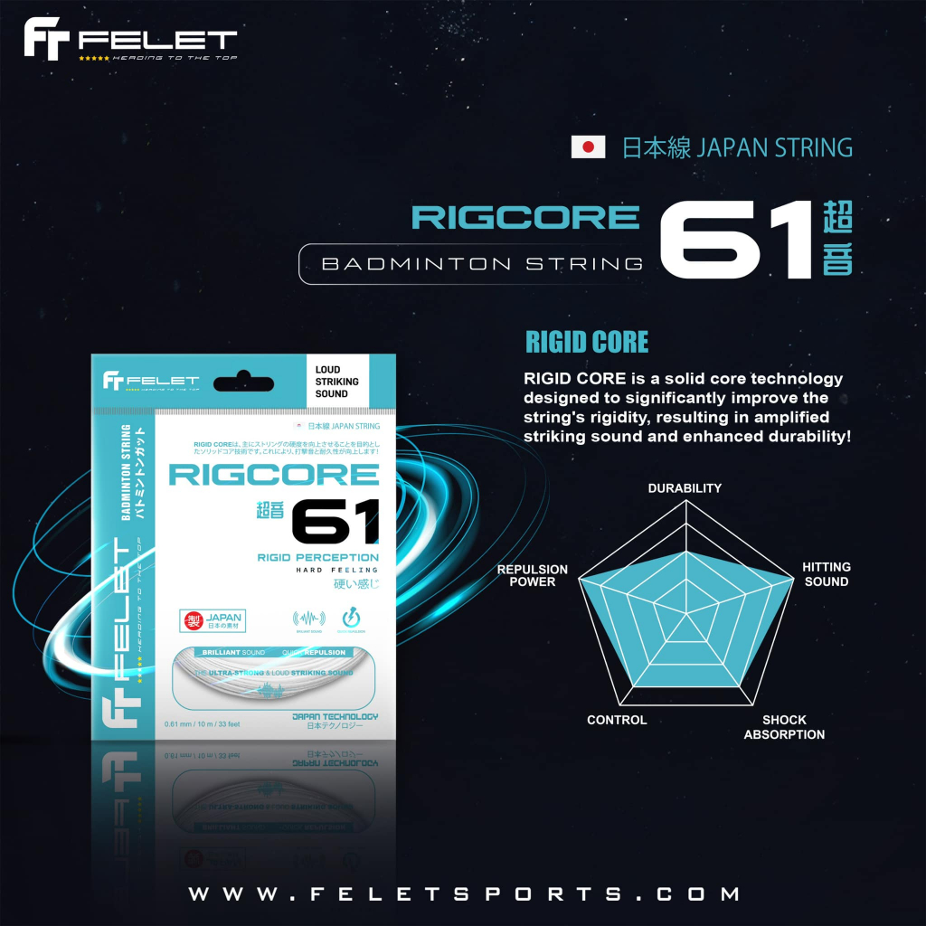 เอ็นแบดมินตัน Felet Rigcore 61 (0.61มม.) Made In Japan (สินค้าลิขสิทธิ์ ...