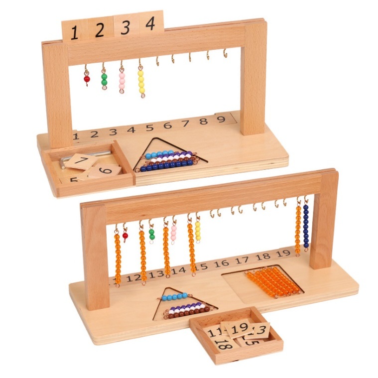 Montessori Colored Bead Rack : 1-9 11-19 Counting Stick มอนเตสซอรี่ ...
