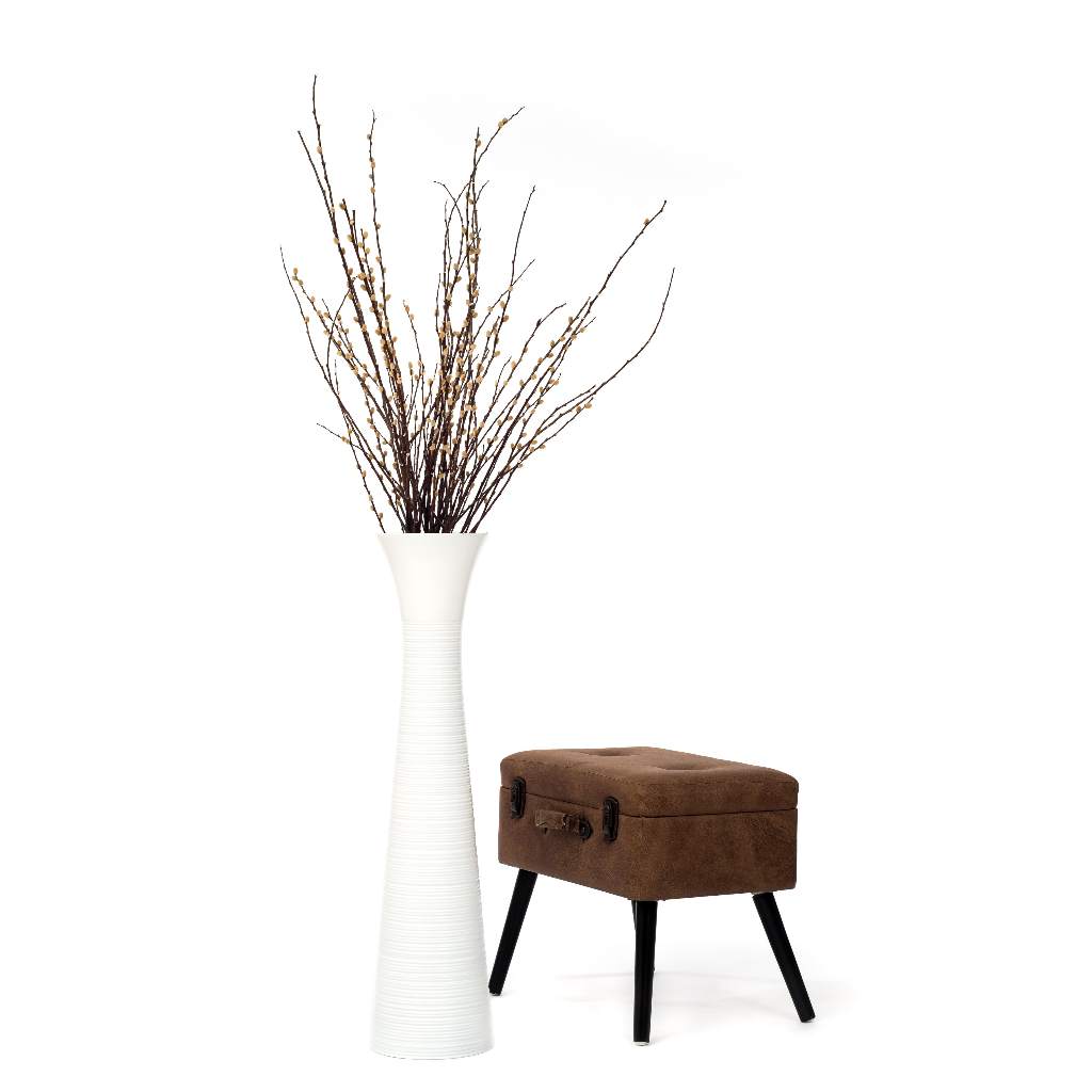 Vasora Large Floor Vase แจกันไม้ทรงปากกว้าง ไม้มะม่วงแกะลาย ขนาด 15 x ...