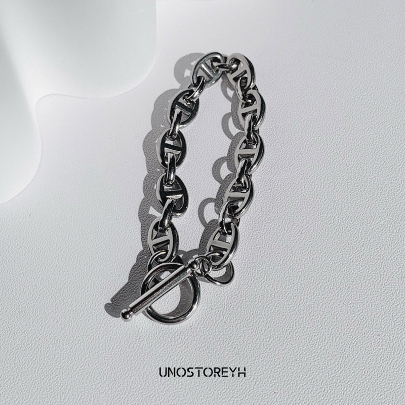 🔥Oath Chain⛓ ข้อมือสแตนเลส โซ่ทรงรีตัดกลาง ตัวล็อคOI UNO050 | Shopee ...