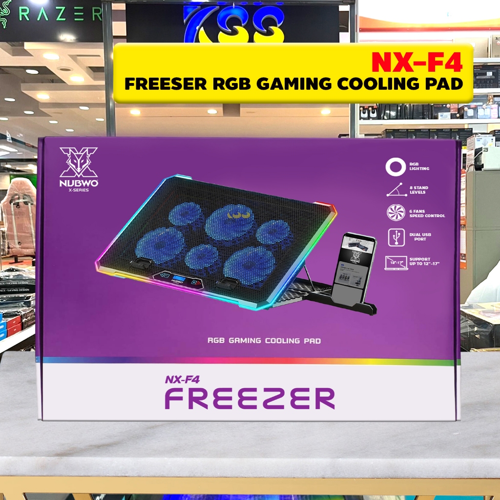 Nubwo NX-F4 FREEZER RGB COOLER PAD พัดลมระบายอากาศ พัดลม 6 ตัว สำหรับ ...