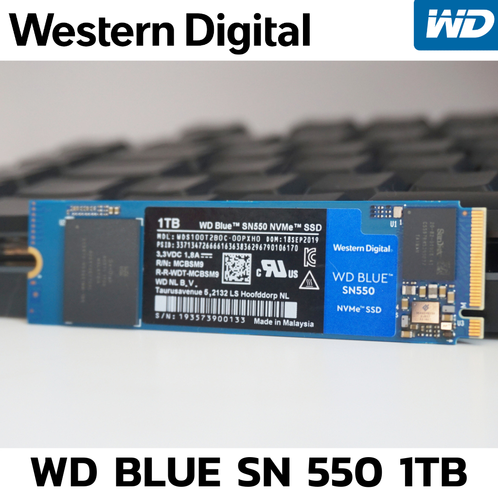 1 TB SSD (เอสเอสดี) WD BLUE SN550 PCIe/NVMe M.2 2280 (WDS100T2B0C