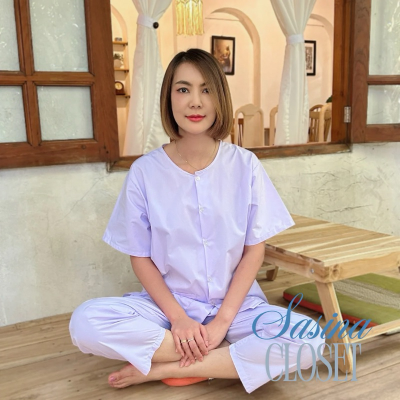 ชุดปฏิบัติธรรมขาวโอโม่ ผ้าไม่บาง ใส่สบาย ปฏิบัติธรรมทั้งชายหญิง ไซส์ S-XXL พร้อมส่ง มุมมองที่ 2