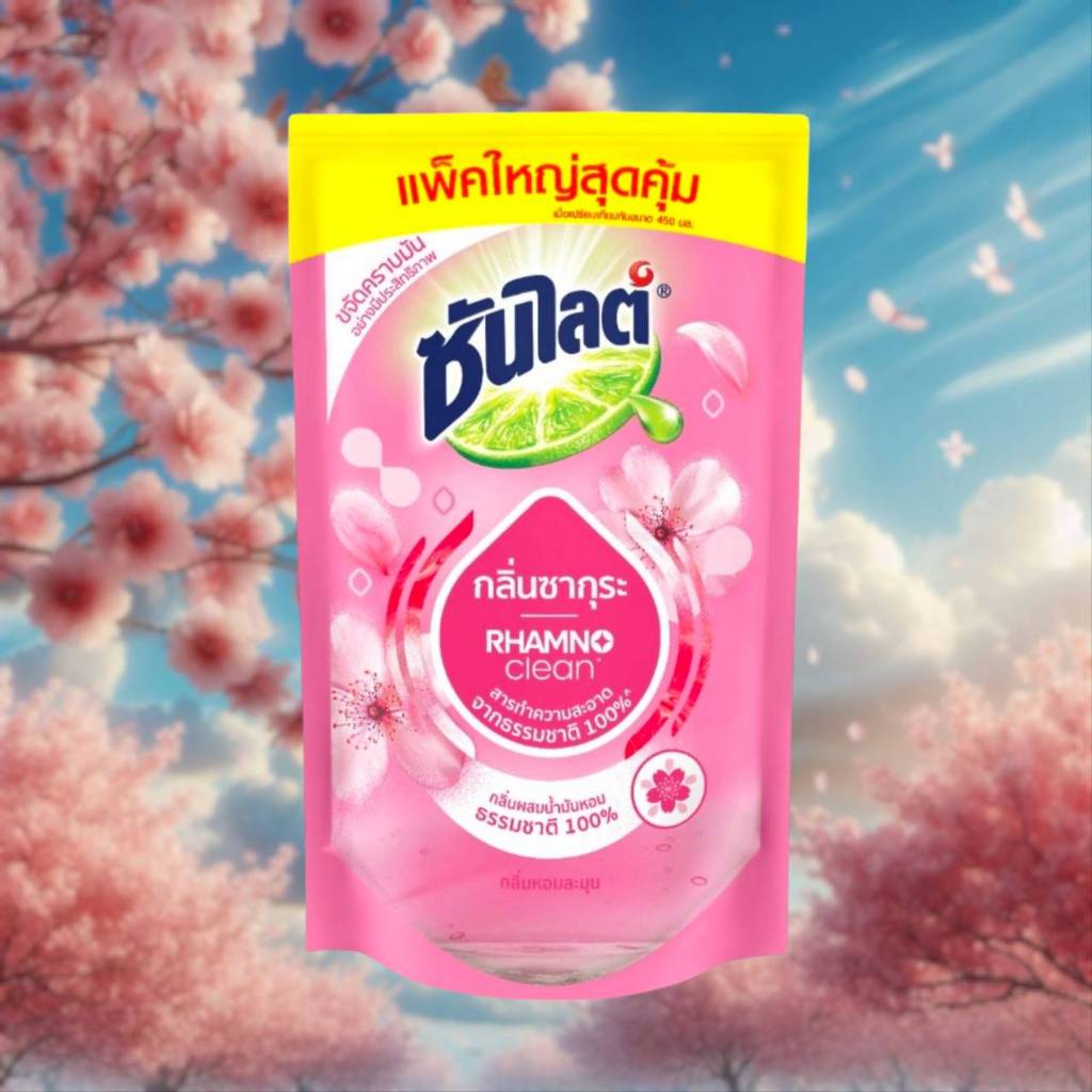 ซันไลต์พลัส กลิ่นซากุระ หอมละมุน 700 มล. (ถุงเติม) Sunlight Rhamno ...