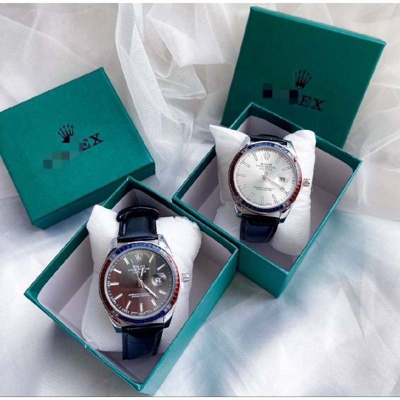 นาฬกา Ro_lex Leater strap !!นาฬิกาขอบคริสตัล+กล่อง | Shopee Thailand