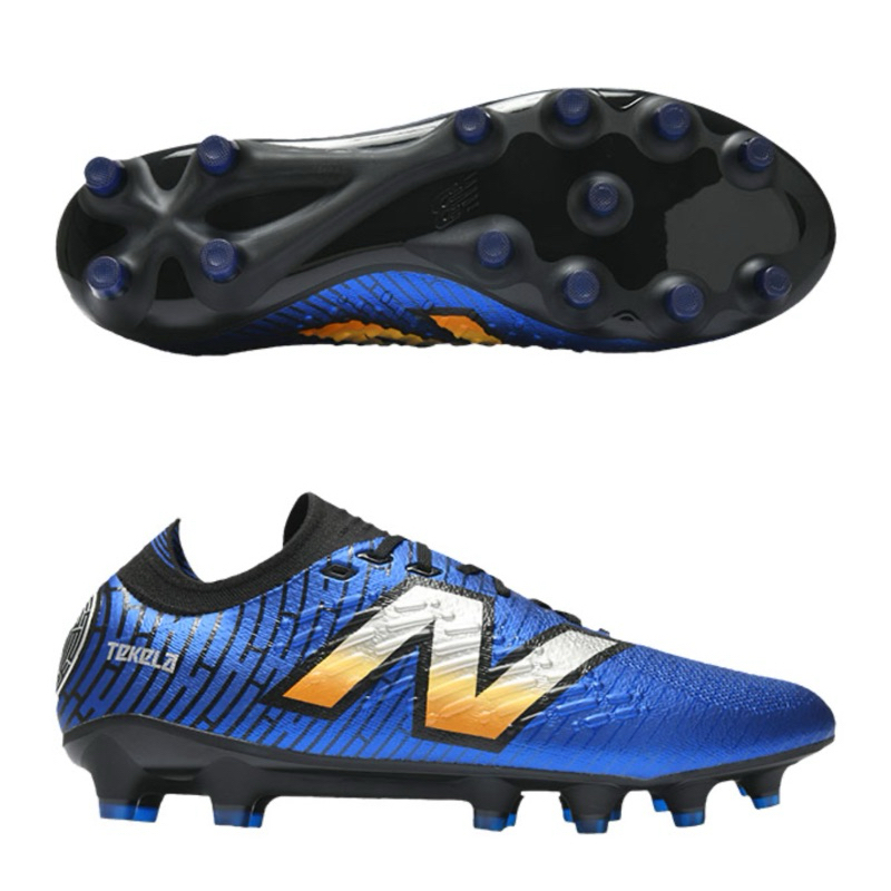 NEW BALANCE TEKELA V4+ PRO LACED LOW HG สีน้ำเงิน รองเท้าฟุตบอล