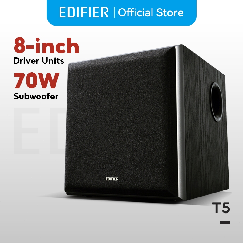 Edifier T5 ซับวูฟเฟอร์ RMS 70W ไดรเวอร์ 8 นิ้ว ฟิลเตอร์โลว์พาส RCA ...