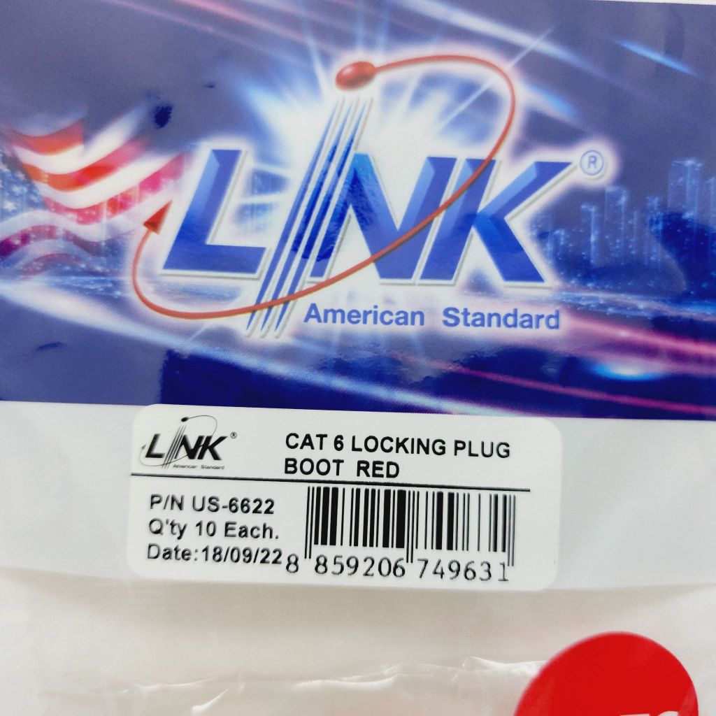 ปลอกหุ้มหัวแลน รุ่นใหม่ สำหรับสายแลน CAT6 Locking Plug BOOT สีแดง (10 ...