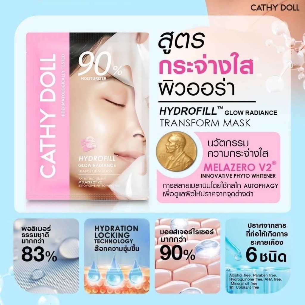 Cathy doll Hydrofill Transform Mask 90% moisturizer 33g. เคที่ดอลล์ ไฮโ ...