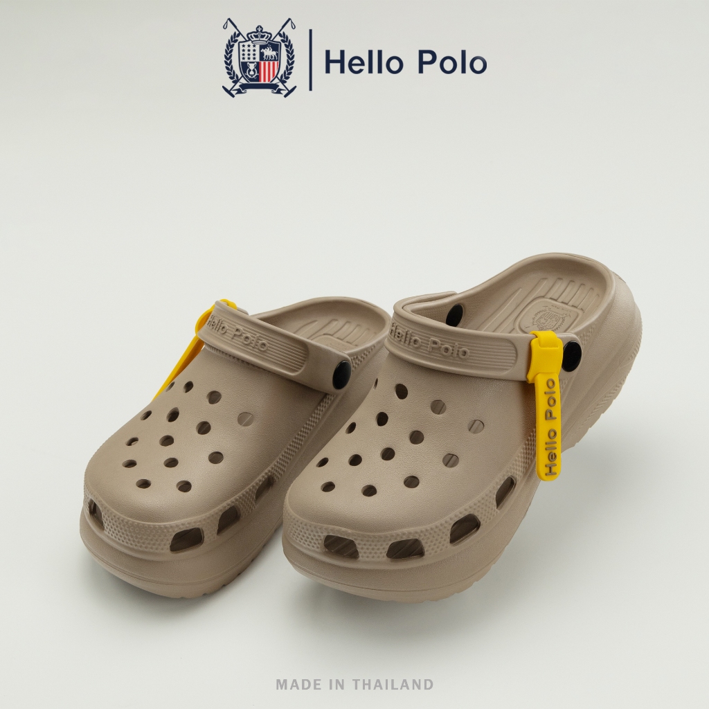 Hello Polo รองเท้า รองเท้าแตะมีรู ส้นตึก กันลื่น พื้นนิ่ม ลำลองระบายอากาศได้ดี ใส่แล้วสูง EVA นิ่มเหมือนเหยียบขี้HP8052 - 3