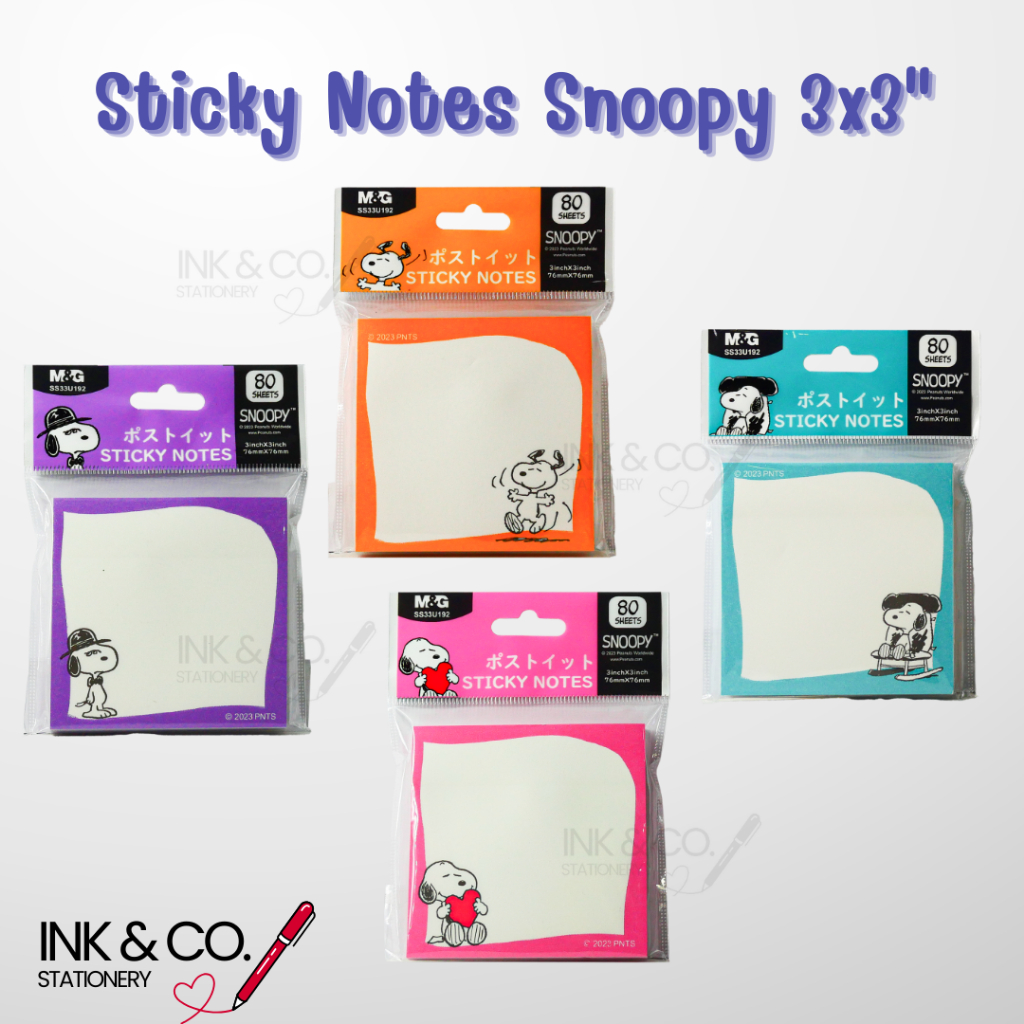 สติ๊กกี้โน๊ต Sticky Notes Snoopy ขนาด3x3 80pcs. | Shopee Thailand