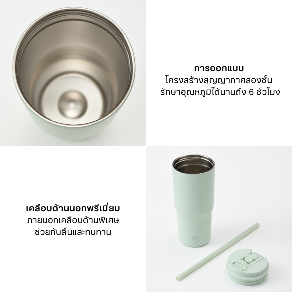BRUNO 2 Way Straw Tumbler (L) 700ml BHK323 แก้วน้ำเก็บอุณหภูมิ ความจุ ...