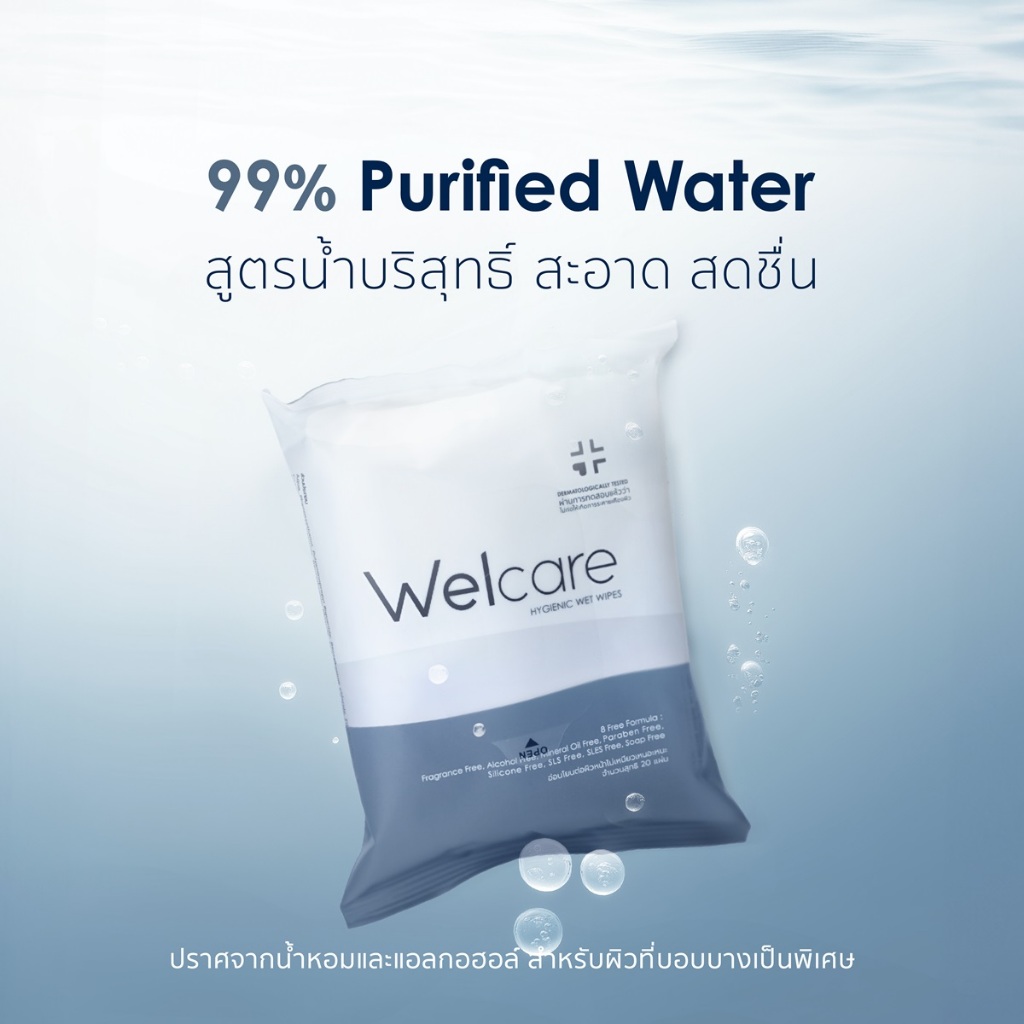 [Official] ทิชชู่เปียก Welcare Mini Hygienic Wet Wipes 8 ห่อ/แพ็ก ทำความสะอาดผิว สูตรไฮจีนิคไวพส์ - 3