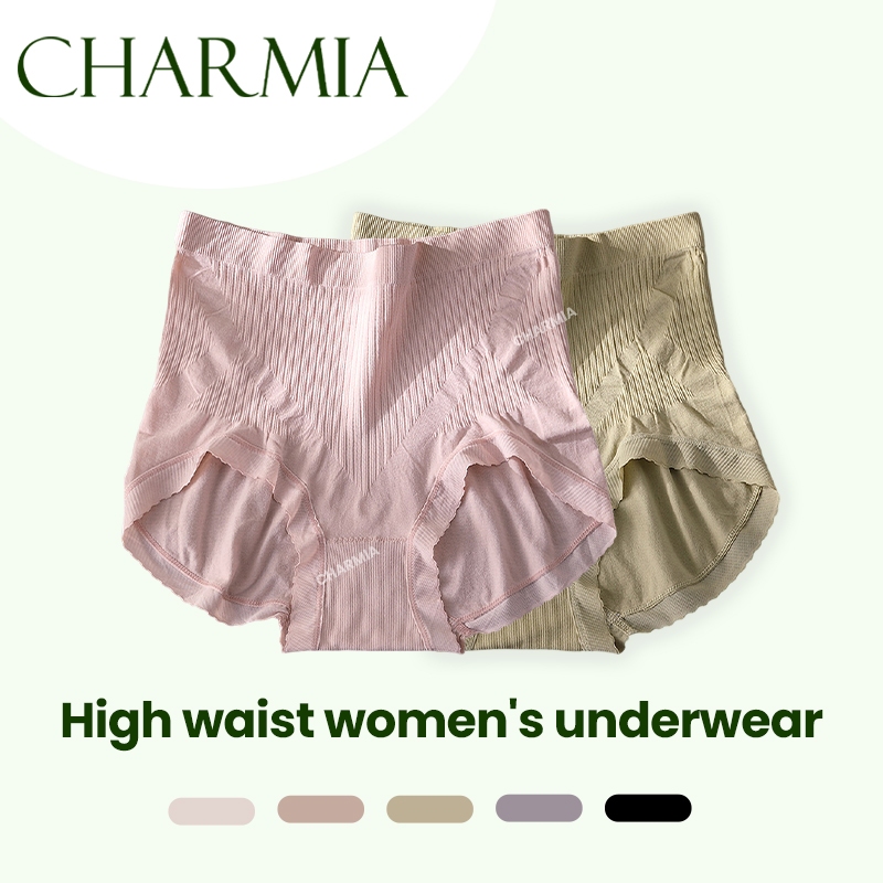 Charmia กางเกงชั้นในผู้หญิงเอวสูงสวมใส่สบาย เสริมส่วนโค้งสะโพกและปรับ ...