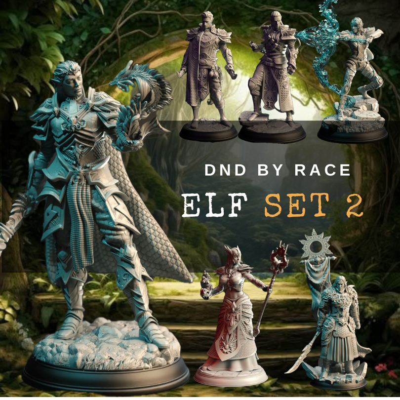 Elf I รวมโมเดลเผ่า Elf Set 2 (งานเรซิ่นสีเทา ฐาน 1 นิ้ว) | Shopee Thailand