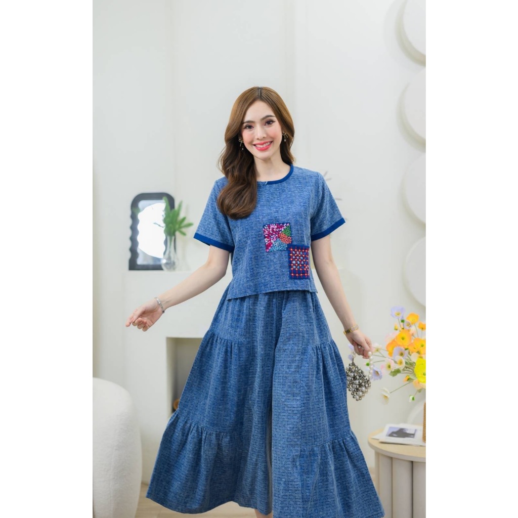 LANNA -ผ้าฝ้ายเกล็ดเต่าขัดสโตน ชุดเซทเสื้อ+กางเกง ผ้าฝ้ายเกล็ดเต่าสโตน งานแพทเทิร์นเนี้ยบสุดสวย ใส่สบาย ทรงสวยมากค่ะ
