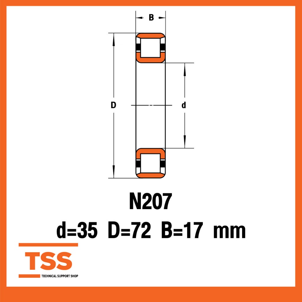 N207 EM ตลับลูกปืนเม็ดทรงกระบอก อุตสาหกรรม (CYLINDRICAL ROLLER BEARING ...