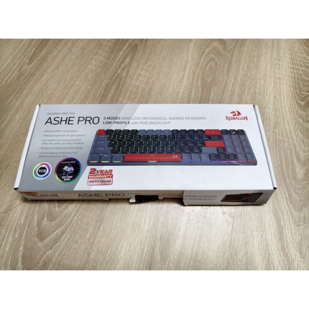 REDRAGON ASHE PRO (BLACK-GRAY-RED) (LOW PROFILE BROWN SWITCH RGB EN/TH ...